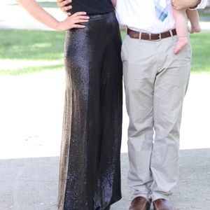 Alice + Olivia Sequined High Waist Wide-Leg Pants